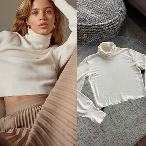 Aritzia Wilfred Free Rebecca White Turtleneck Business Casual Formal Sweater S